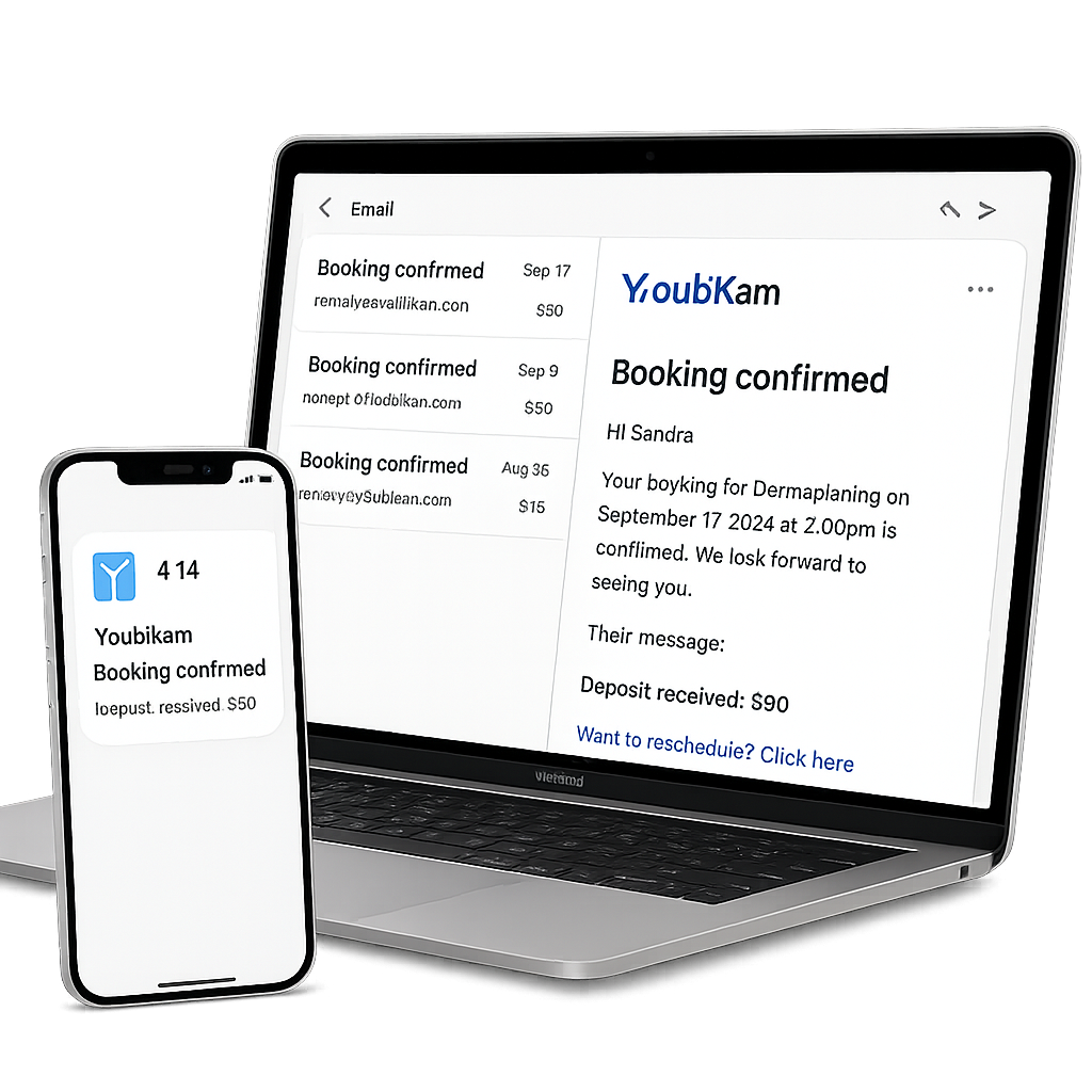 YoubiKam booking dashboard & checkout mock-ups